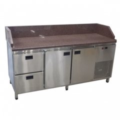 Холодильный стол Tehma с гранитной столешницей 2 двери + 2 ящика, 3 борта 1860х700х850